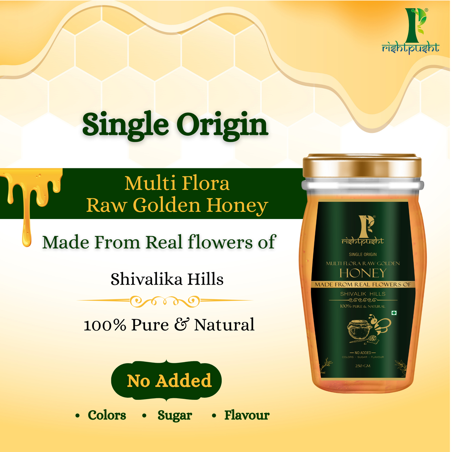 Multiflora Raw & Unprocessed Golden Honey