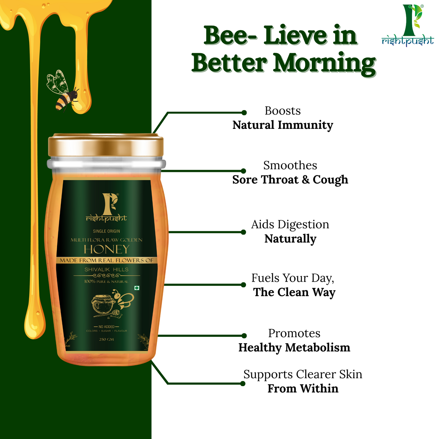 Multiflora Raw & Unprocessed Golden Honey